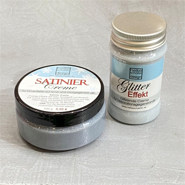 Satiniercreme + Glitter Effekt Creme in Silber